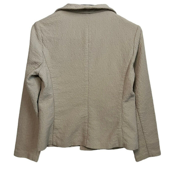 Eileen Fisher Gauzy Texture Blazer Jacket Pockets Minimalist Beige Size XS - Picture 3 of 13